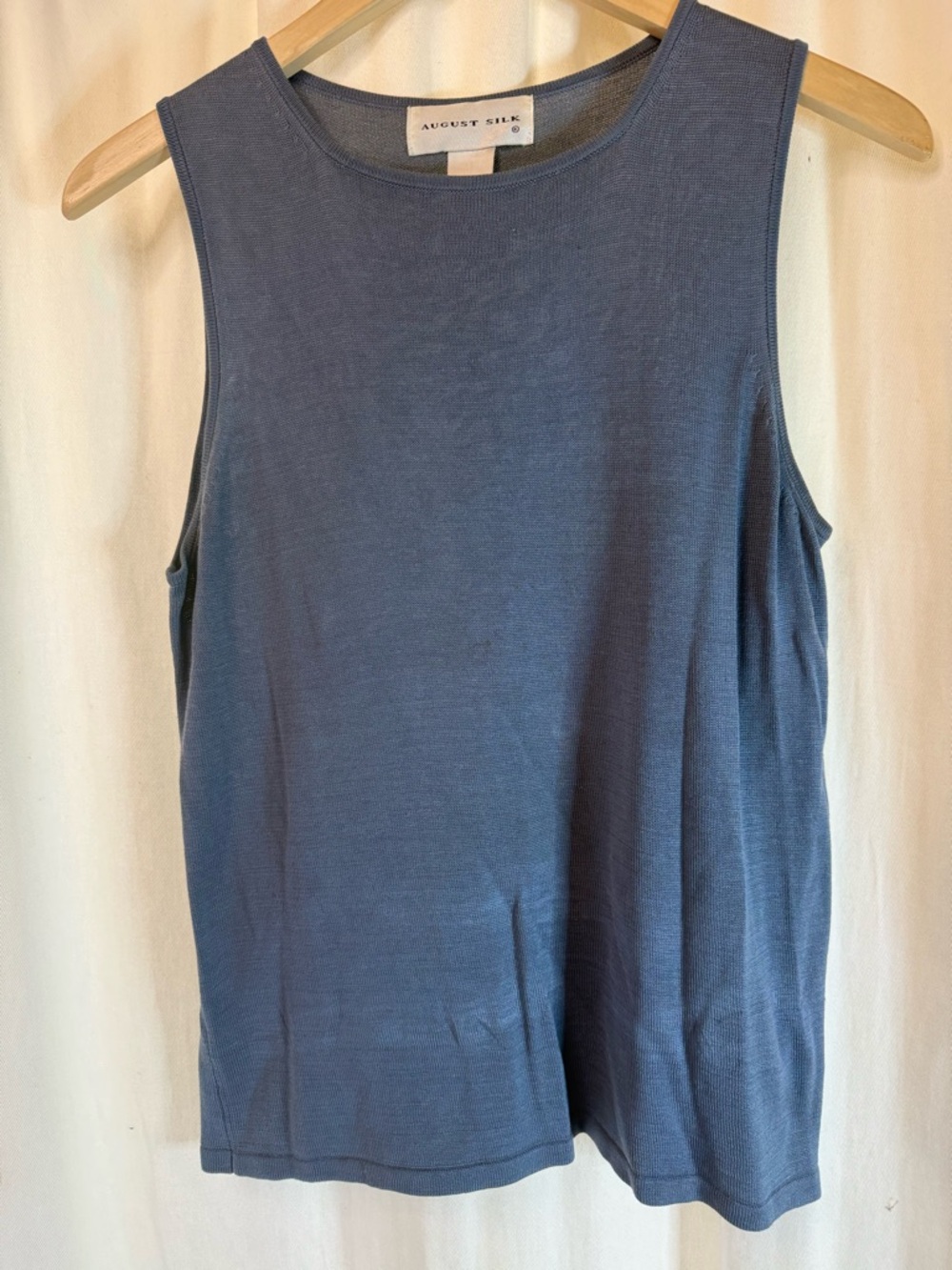August Silk Slate Blue Sleeveless Knit Tank